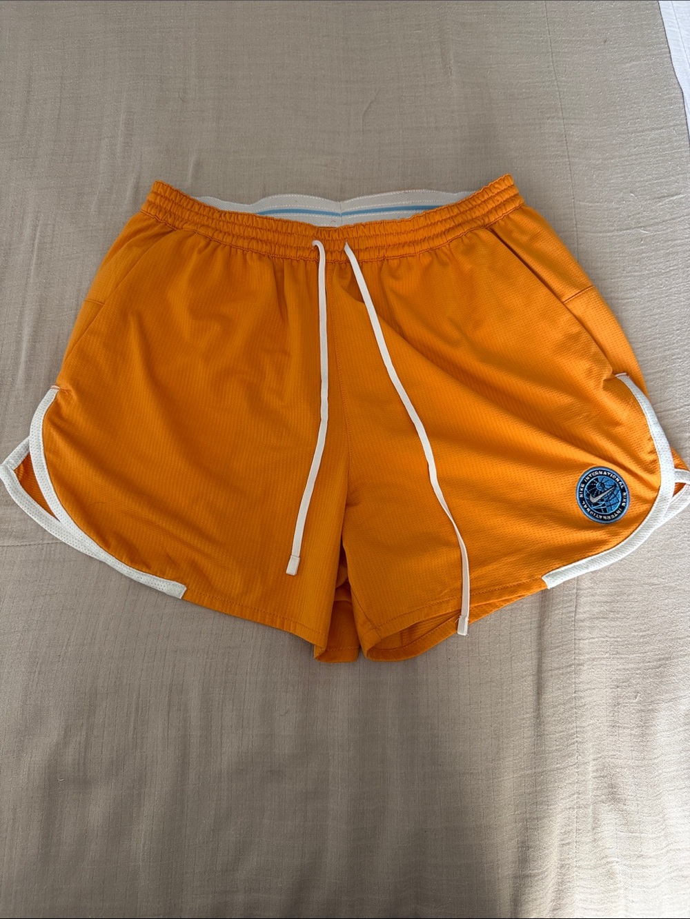 Nike 3” Orange Athletic Mesh Running Shorts with White Trim